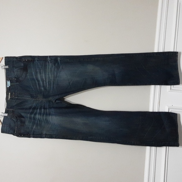 Projek  Raw jean men's 40 straight legs leather trim distressed Y2k Loose Rodeo - Picture 11 of 11